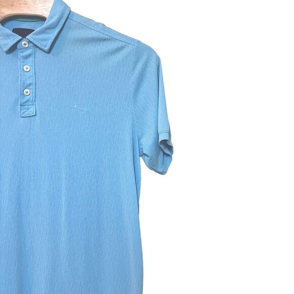 Tommy Bahama Size XL Blue Textured Polo Shirt Modal Poly Blend Short Sleeve - Picture 3 of 10